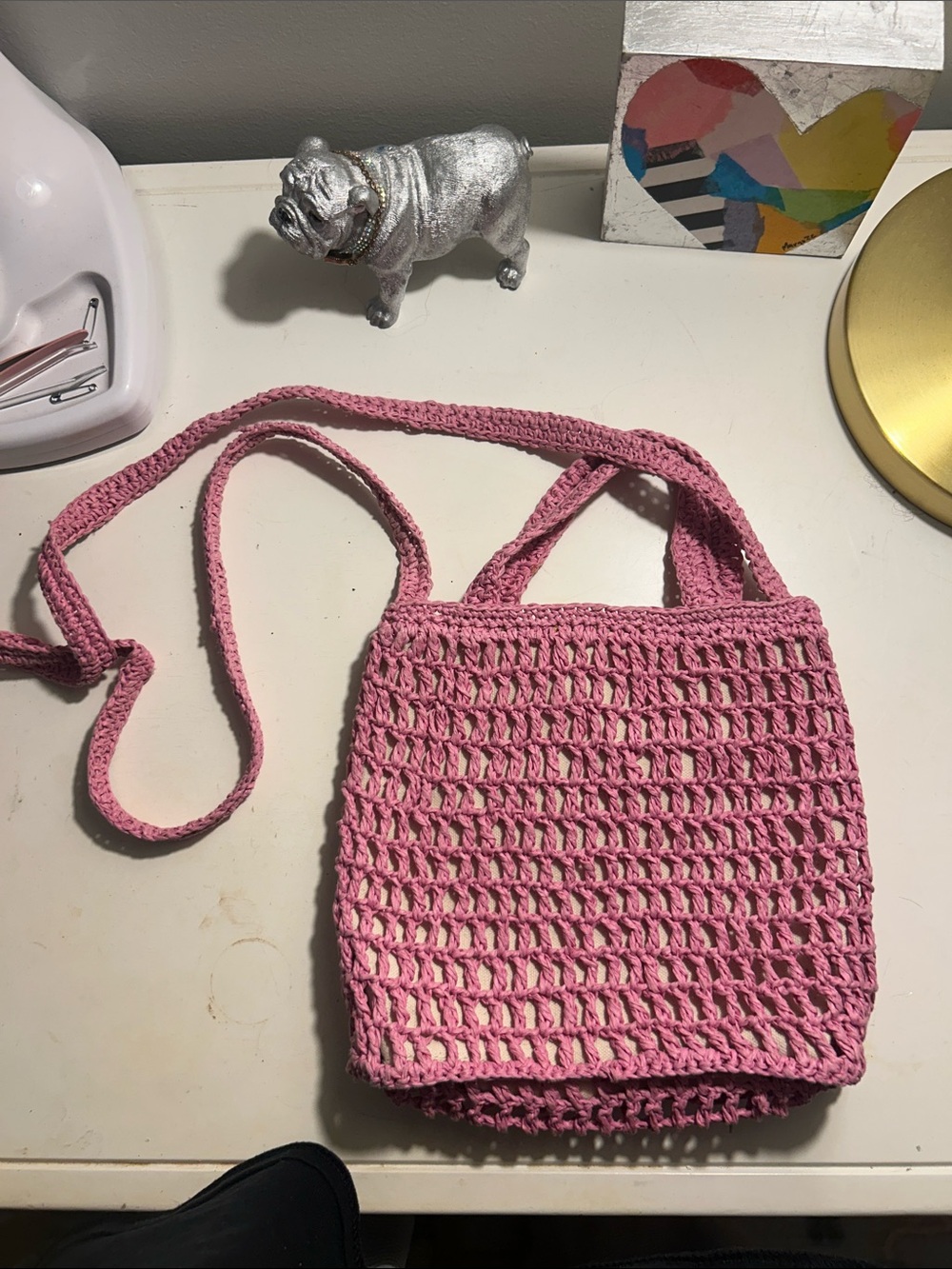 Madewell Pink Crochet Crossbody Tote